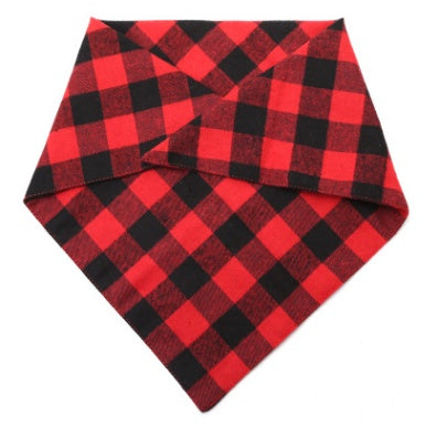 KFX-3121341 Classic Plaid Dog Scarf and Saliva Towel in Red/Black or Black/White - S & M Sizes Available