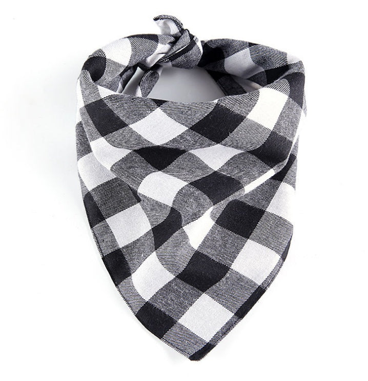 KFX-3121341 Classic Plaid Dog Scarf and Saliva Towel in Red/Black or Black/White - S & M Sizes Available