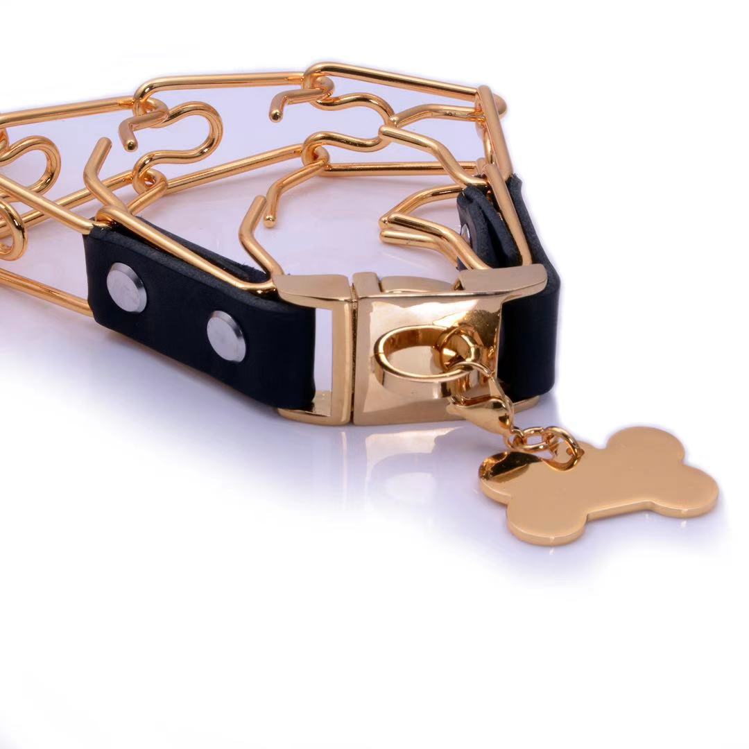 KFX-3121725 Stainless Steel Dog Stimulation Collar with Bone Tag Pendant - 24 Inch Length