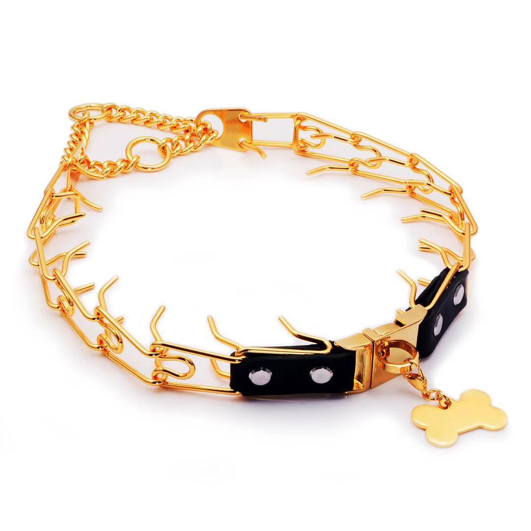 KFX-3121725 Stainless Steel Dog Stimulation Collar with Bone Tag Pendant - 24 Inch Length