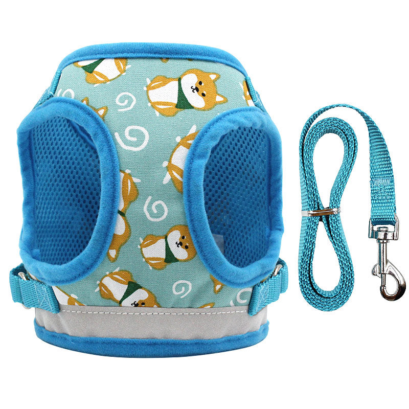 KFX-3123005 Adjustable Nylon Dog Vest Harness with Traction Rope for All Seasons