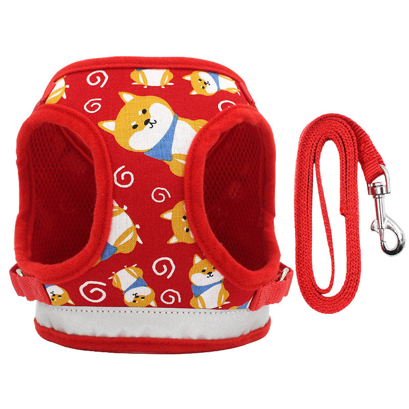 KFX-3123005 Adjustable Nylon Dog Vest Harness with Traction Rope for All Seasons