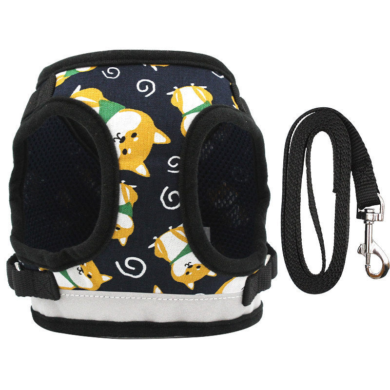 KFX-3123005 Adjustable Nylon Dog Vest Harness with Traction Rope for All Seasons