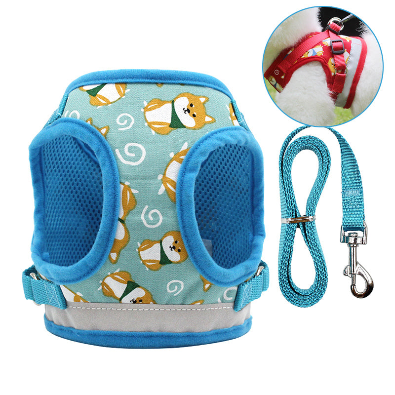 KFX-3123005 Adjustable Nylon Dog Vest Harness with Traction Rope for All Seasons