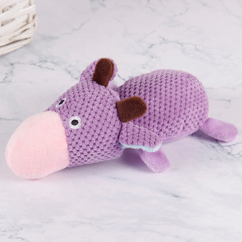 KFX-3123389 Molar Plush Toy for Pets - Long-Lasting Squeaking Cow and Duck Design in Corn Velvet
