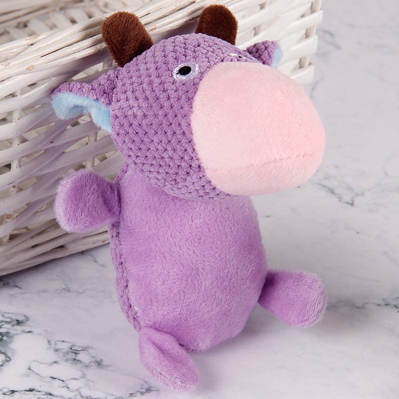 KFX-3123389 Molar Plush Toy for Pets - Long-Lasting Squeaking Cow and Duck Design in Corn Velvet