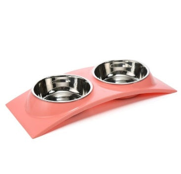 KFX-3123901 Detachable Stainless Steel and PP Resin Pet Food and Water Bowls - Available in Pink, Blue, and Yellow