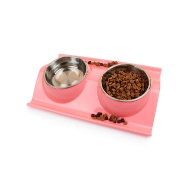 KFX-3123901 Detachable Stainless Steel and PP Resin Pet Food and Water Bowls - Available in Pink, Blue, and Yellow