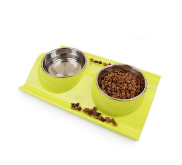 KFX-3123901 Detachable Stainless Steel and PP Resin Pet Food and Water Bowls - Available in Pink, Blue, and Yellow