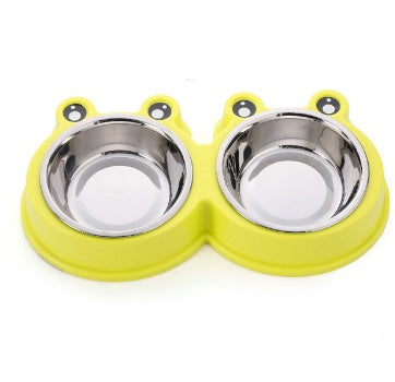 KFX-3123901 Detachable Stainless Steel and PP Resin Pet Food and Water Bowls - Available in Pink, Blue, and Yellow