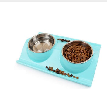 KFX-3123901 Detachable Stainless Steel and PP Resin Pet Food and Water Bowls - Available in Pink, Blue, and Yellow