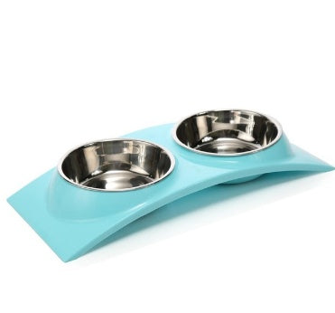 KFX-3123901 Detachable Stainless Steel and PP Resin Pet Food and Water Bowls - Available in Pink, Blue, and Yellow