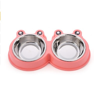 KFX-3123901 Detachable Stainless Steel and PP Resin Pet Food and Water Bowls - Available in Pink, Blue, and Yellow