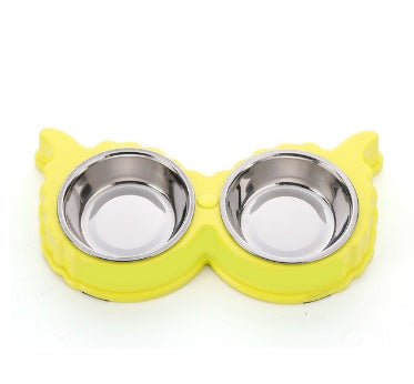KFX-3123901 Detachable Stainless Steel and PP Resin Pet Food and Water Bowls - Available in Pink, Blue, and Yellow