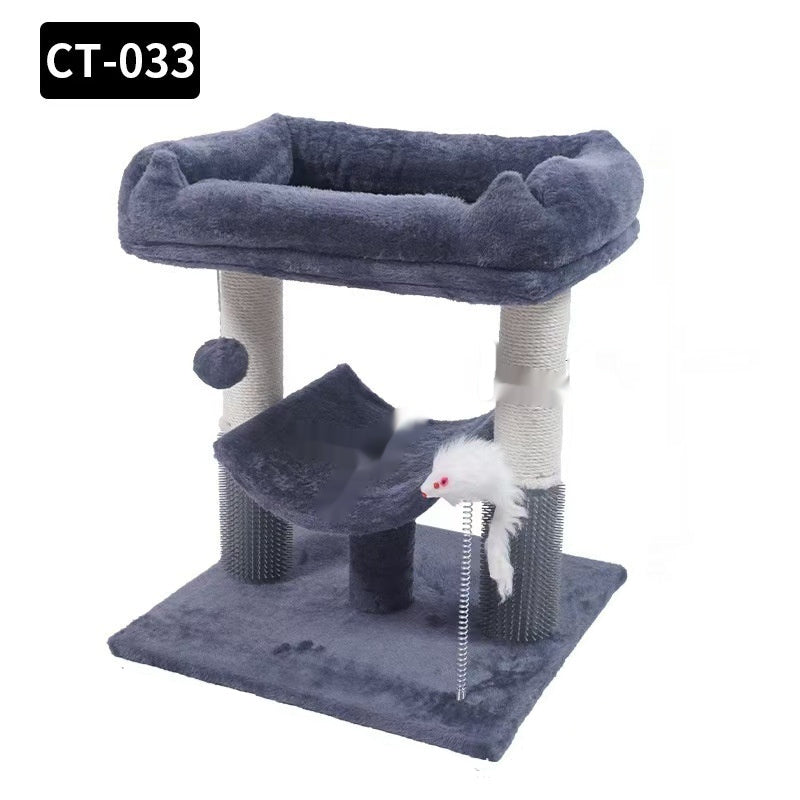 KFX-3127869 Space-Saving Light Gray Cat Tower with Wood Structure