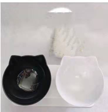 KFX-3129661 Transparent Double Cat Food Bowl with 15° Neck Protection and Anti-Skid Base