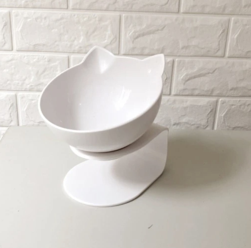 KFX-3129661 Transparent Double Cat Food Bowl with 15° Neck Protection and Anti-Skid Base