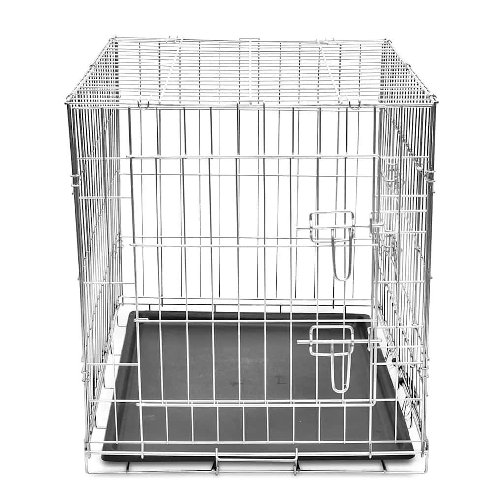 KFX-3130941 Foldable Dog Crate - Heavy-Duty Galvanized Steel, Easy Storage, Size L 95 x 56 x 64 cm