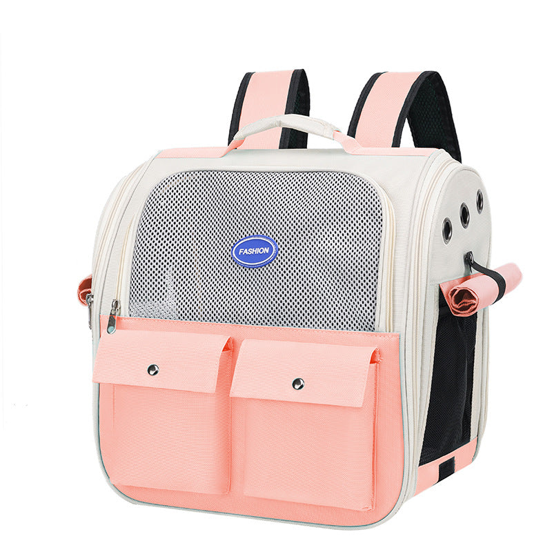KFX-3131709 Portable Breathable Pet Backpack in Milky White, Gray, Green, Blue, and Pink