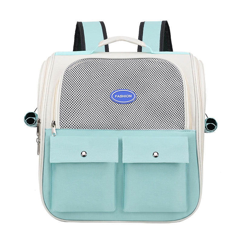 KFX-3131709 Portable Breathable Pet Backpack in Milky White, Gray, Green, Blue, and Pink