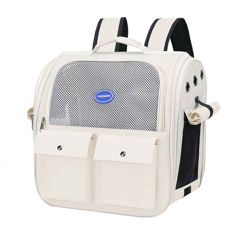 KFX-3131709 Portable Breathable Pet Backpack in Milky White, Gray, Green, Blue, and Pink