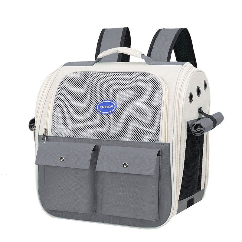 KFX-3131709 Portable Breathable Pet Backpack in Milky White, Gray, Green, Blue, and Pink