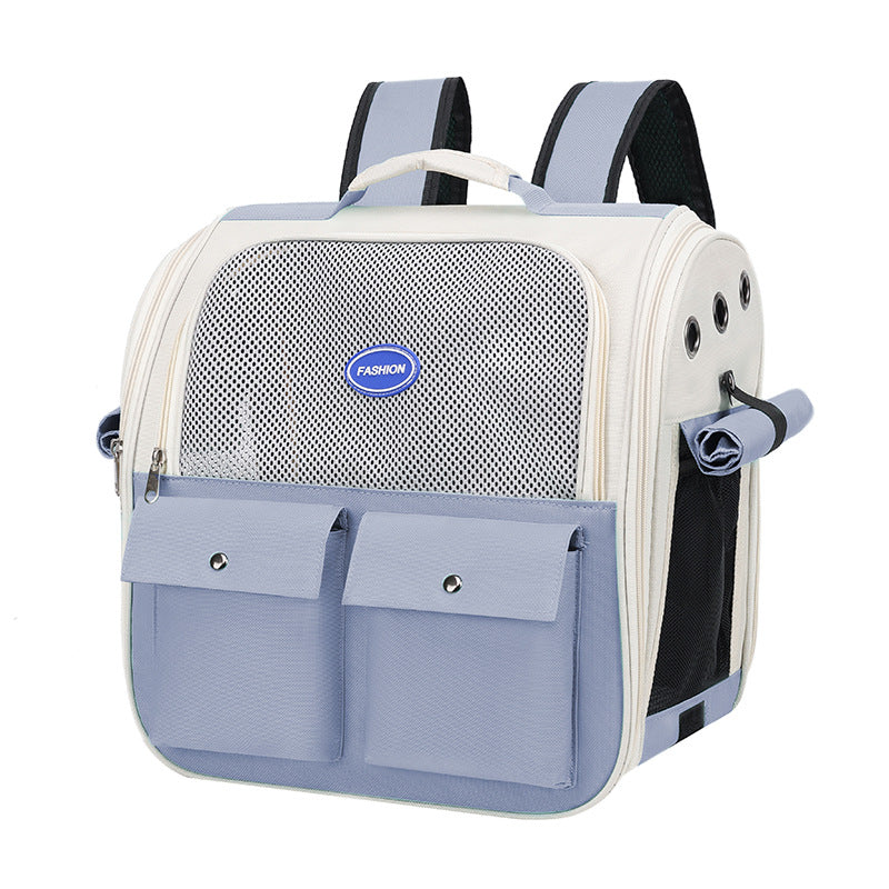 KFX-3131709 Portable Breathable Pet Backpack in Milky White, Gray, Green, Blue, and Pink