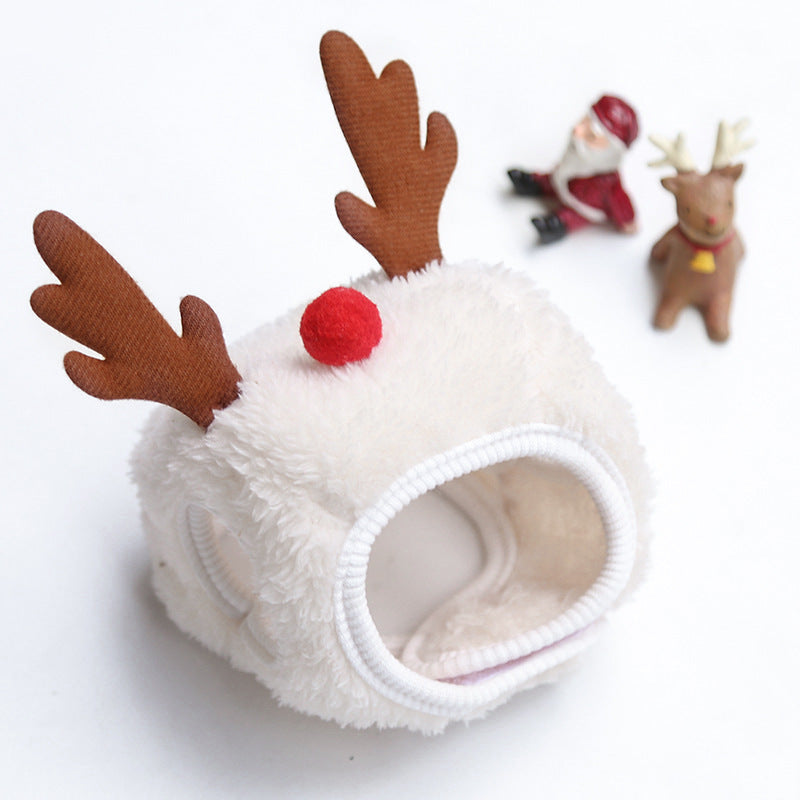 KFX-3133629 Christmas Cartoon Dog Cat Saliva Towel Bib and Hats for Pets up to 15kg