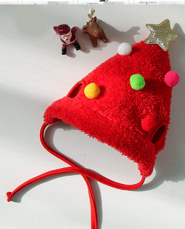 KFX-3133629 Christmas Cartoon Dog Cat Saliva Towel Bib and Hats for Pets up to 15kg