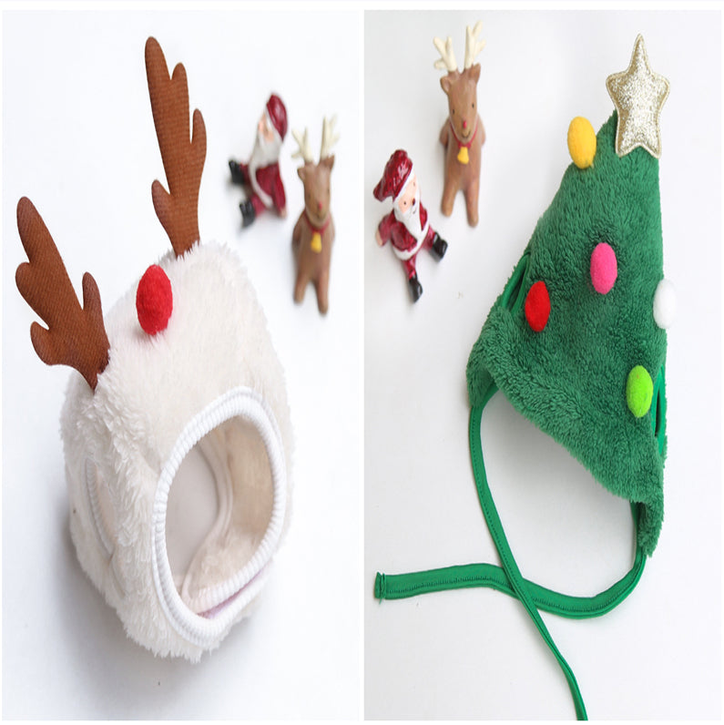 KFX-3133629 Christmas Cartoon Dog Cat Saliva Towel Bib and Hats for Pets up to 15kg