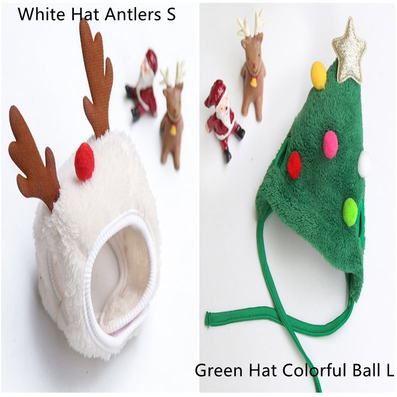 KFX-3133629 Christmas Cartoon Dog Cat Saliva Towel Bib and Hats for Pets up to 15kg
