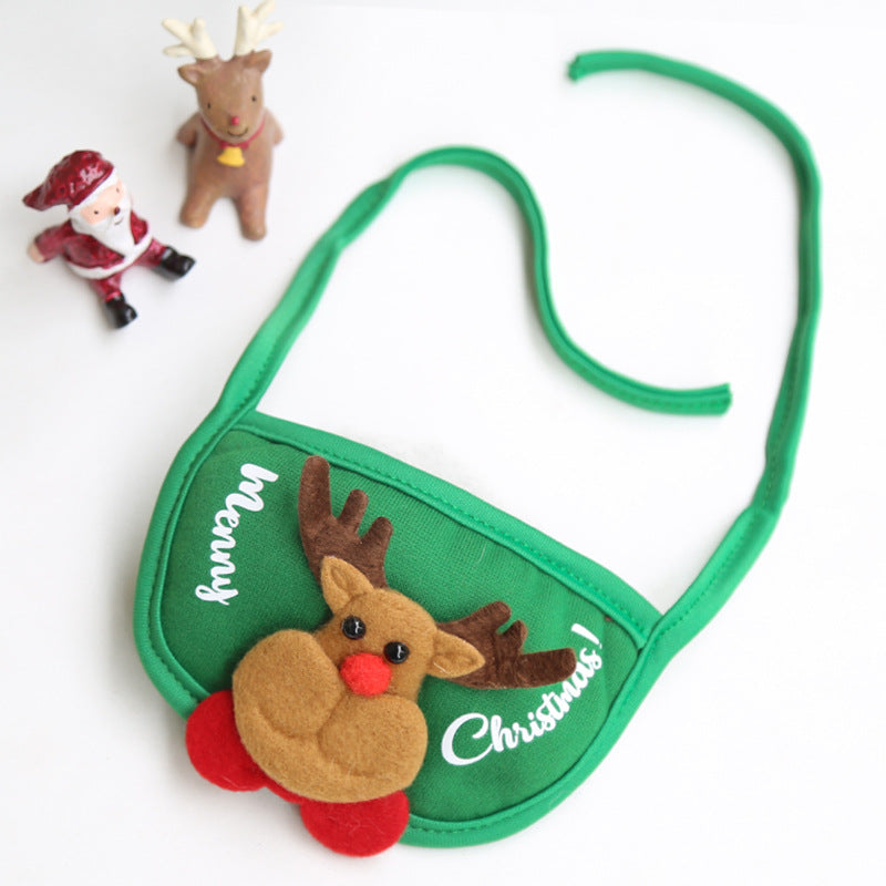KFX-3133629 Christmas Cartoon Dog Cat Saliva Towel Bib and Hats for Pets up to 15kg