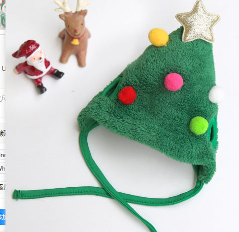 KFX-3133629 Christmas Cartoon Dog Cat Saliva Towel Bib and Hats for Pets up to 15kg