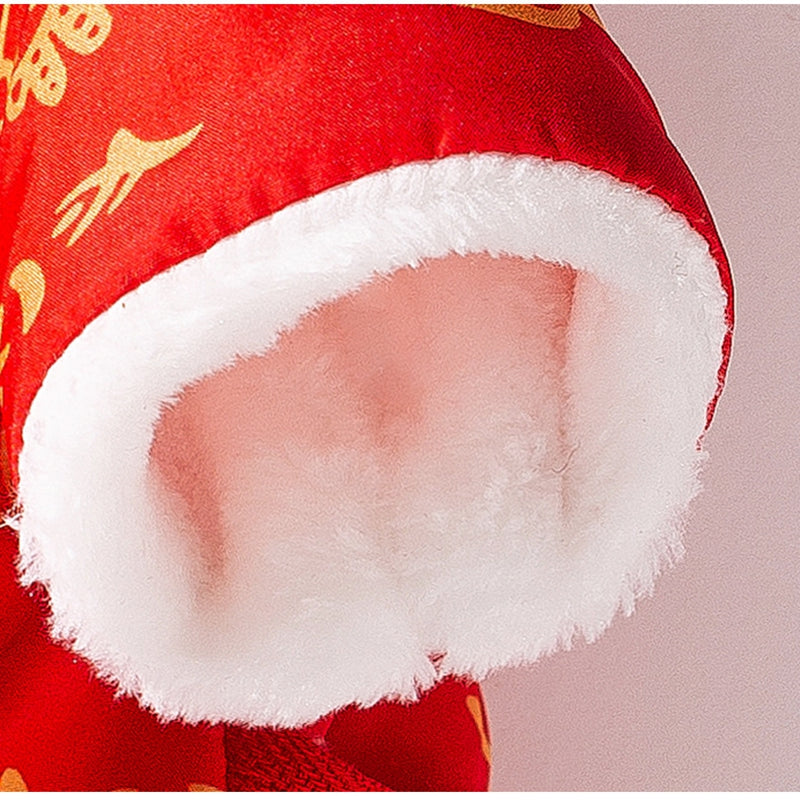 KFX-3134013 Lunar New Year Lion Dance Pet Jumpsuit with Faux Fur Trim and Embroidery