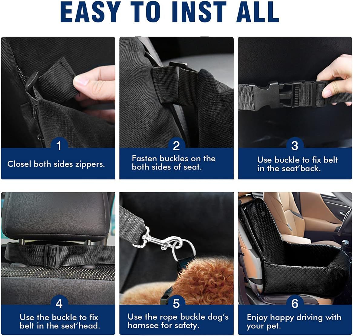 KFX-3134269 Breathable Pet Car Hanging Bag with Waterproof Cushion for Dog Comfort and Safety
