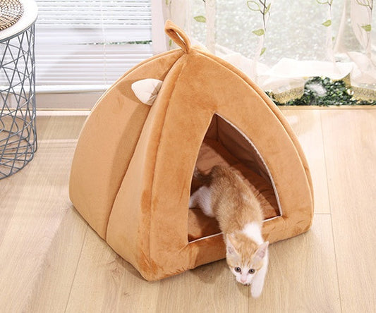 KFX-3135293 Cartoon Triangle Shaped Pet Nest for Dogs and Cats - Soft Plush with High Elastic Filling