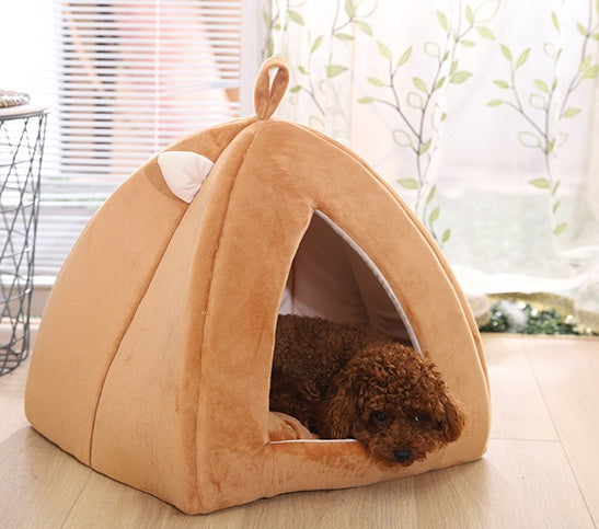 KFX-3135293 Cartoon Triangle Shaped Pet Nest for Dogs and Cats - Soft Plush with High Elastic Filling