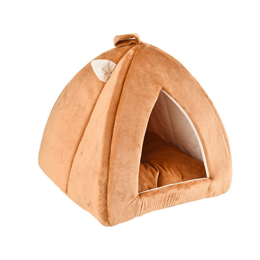 KFX-3135293 Cartoon Triangle Shaped Pet Nest for Dogs and Cats - Soft Plush with High Elastic Filling