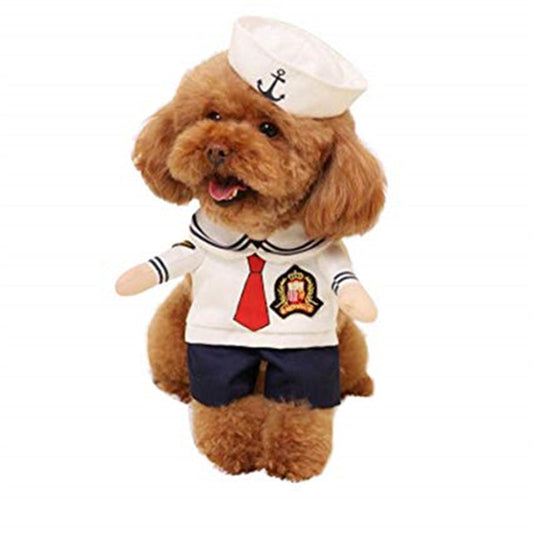 KFX-3139389 Fashion Minimalist Pet Costume for Cats and Dogs - Sailor Style, Polyester Material, Sizes S to XL