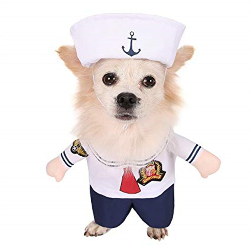 KFX-3139389 Fashion Minimalist Pet Costume for Cats and Dogs - Sailor Style, Polyester Material, Sizes S to XL