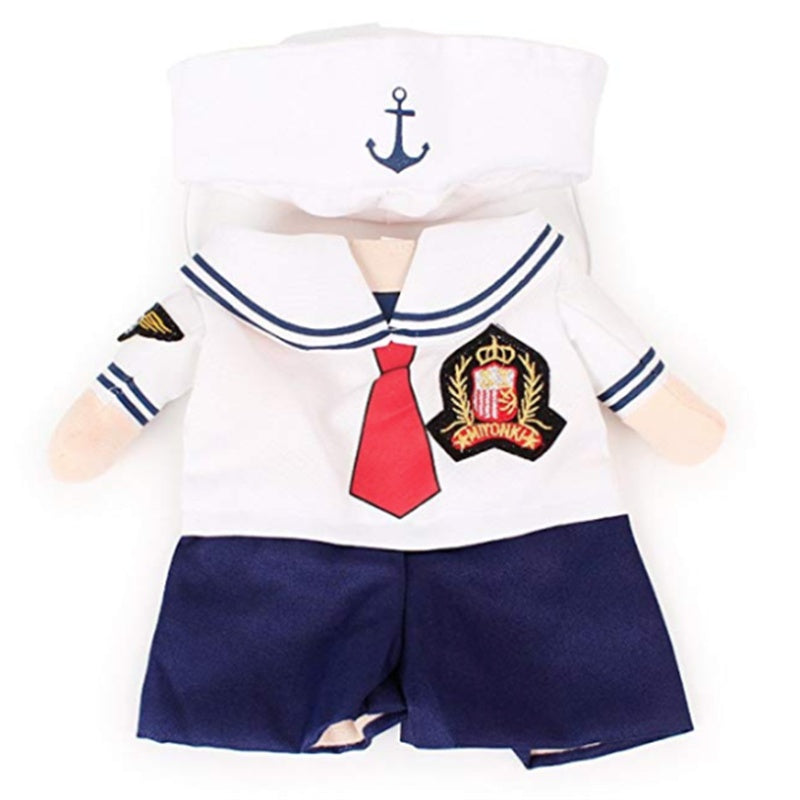 KFX-3139389 Fashion Minimalist Pet Costume for Cats and Dogs - Sailor Style, Polyester Material, Sizes S to XL