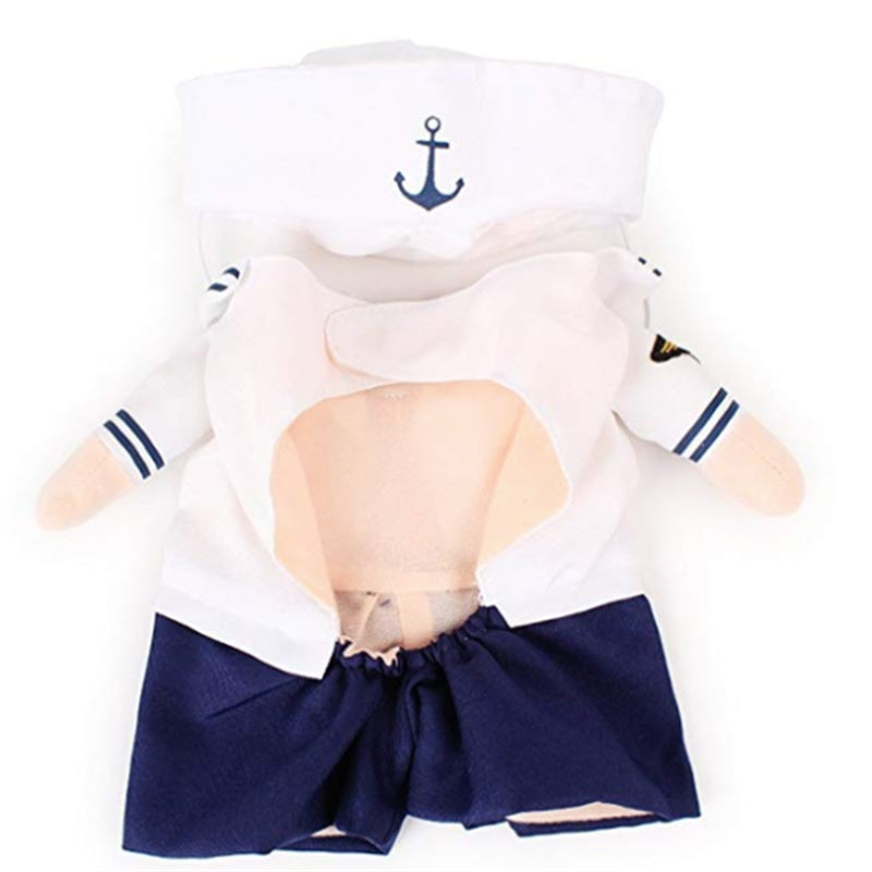 KFX-3139389 Fashion Minimalist Pet Costume for Cats and Dogs - Sailor Style, Polyester Material, Sizes S to XL