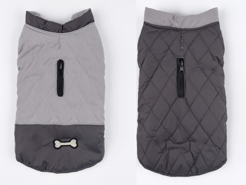 KFX-3139645 Double-Sided Waterproof Dog Jacket with Adjustable Closures and Leash Openings