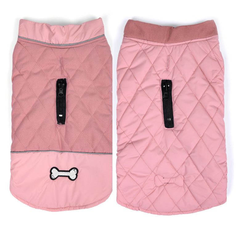 KFX-3139645 Double-Sided Waterproof Dog Jacket with Adjustable Closures and Leash Openings