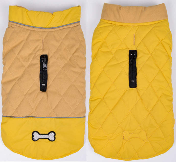 KFX-3139645 Double-Sided Waterproof Dog Jacket with Adjustable Closures and Leash Openings
