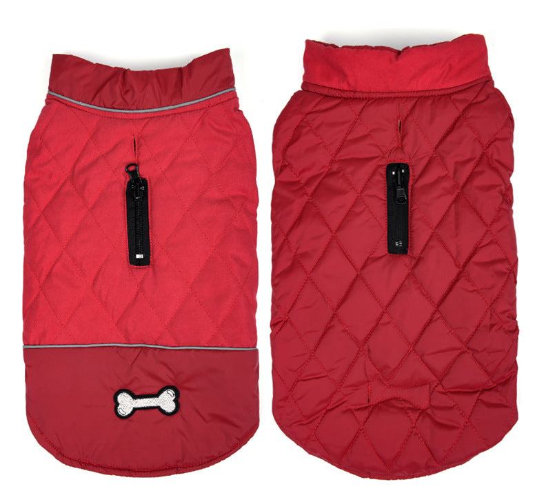 KFX-3139645 Double-Sided Waterproof Dog Jacket with Adjustable Closures and Leash Openings