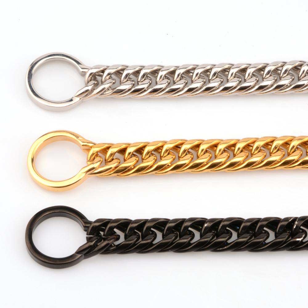 KFX-3142973 Stainless Steel Dog Collar and Leash Set for Bulldogs and Pitbulls - Available in Gold and White