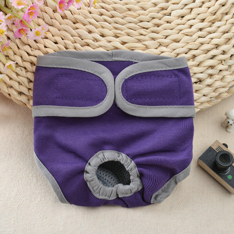 KFX-3143357 Pet Dog Velcro Underwear in Pink, Black, Blue, and Purple - Casual Cotton Design for Small to XL Dogs