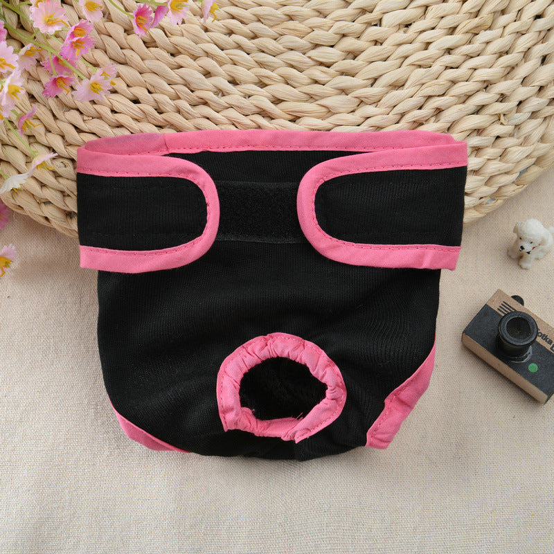 KFX-3143357 Pet Dog Velcro Underwear in Pink, Black, Blue, and Purple - Casual Cotton Design for Small to XL Dogs