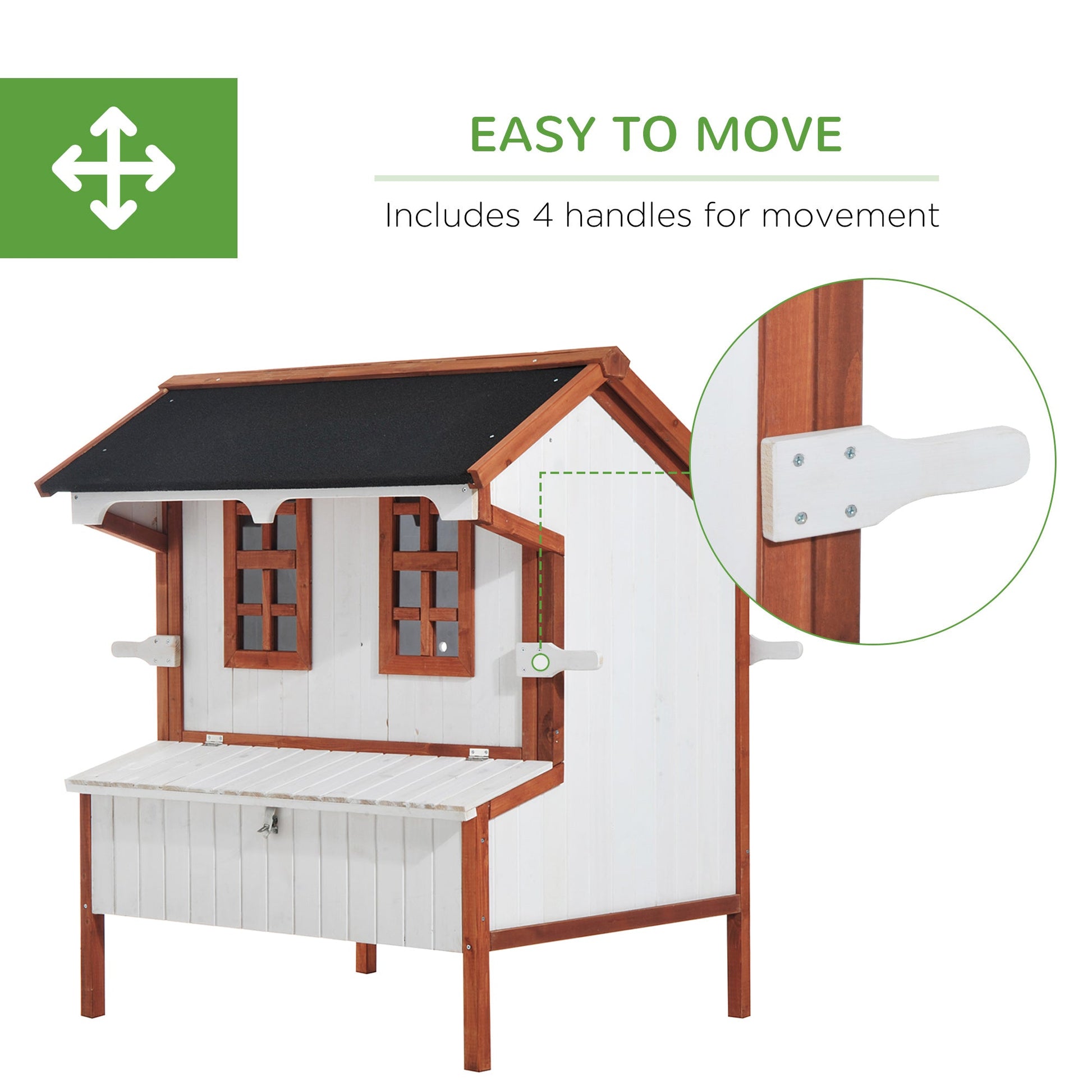 KFX-3144637 Wooden Chicken Coop with Nesting Box, Ramp, and Portable Design for Backyard Poultry Care